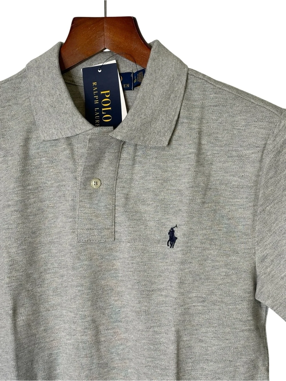 NWT Polo Ralph Lauren Boys M Medium 10-12 Classic Fit Polo Shirt Heather Grey